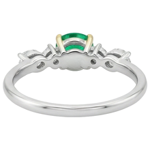 Round Cut Fine Emerald ring in Two-Tone 14K Gold – back view