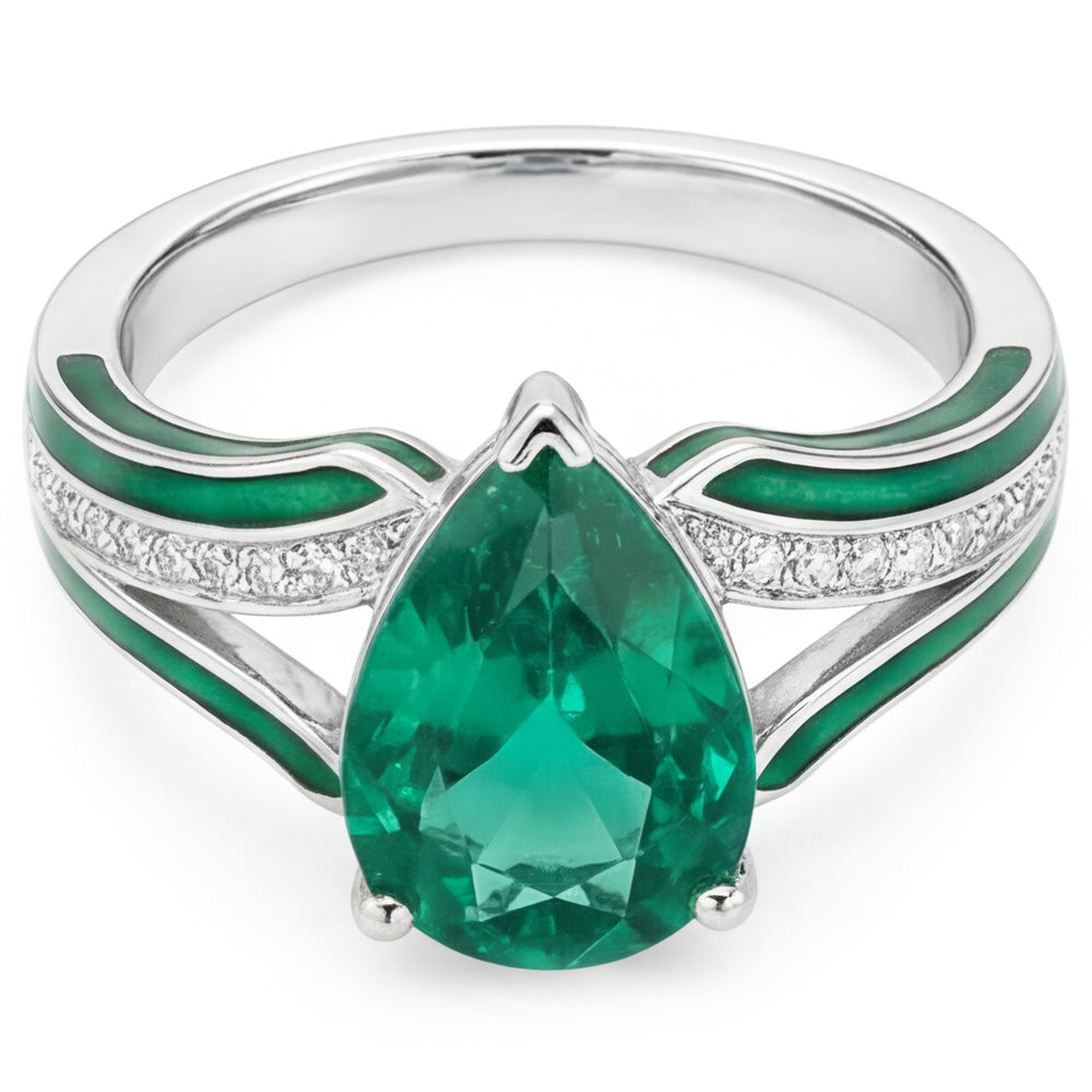 Exquisite Fine Emerald Gemstone Ring 2.50 ct – 14K White Gold by