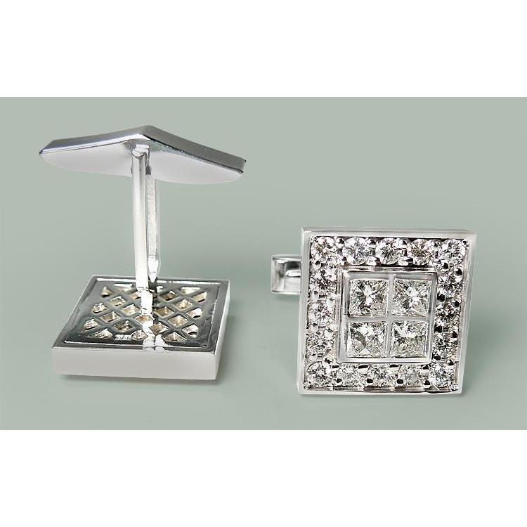 Extra Large Cuff Links 2 Cm X 2 Cm 8 Ct Genuine Diamond Wg Men's