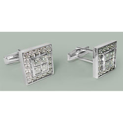 Extra Large Cuff Links 2 Cm X 2 Cm 8 Ct Genuine Diamond Wg Men's Accessories