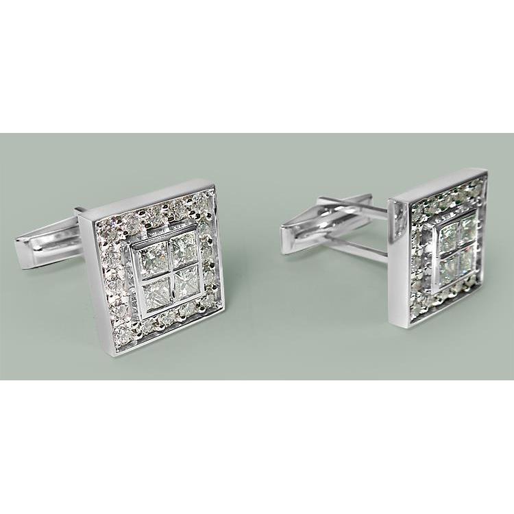 Extra Large Cuff Links 2 Cm X 2 Cm 8 Ct Genuine Diamond Wg Men's Accessories