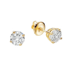 F Vs1 2.50 Carats Sparkling Diamonds Studs Earrings 14K Yellow Gold Genuine