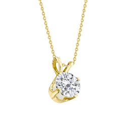 F Vs1 Solitaire 1.75 Carat Genuine Diamond Pendant Necklace Yellow Gold 14K