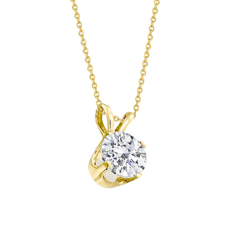 F Vs1 Solitaire 1.75 Carat Genuine Diamond Pendant Necklace Yellow Gold 14K