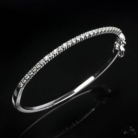 F Vs2 Round Prong Set 3.60 Carats Real Diamond Bangle