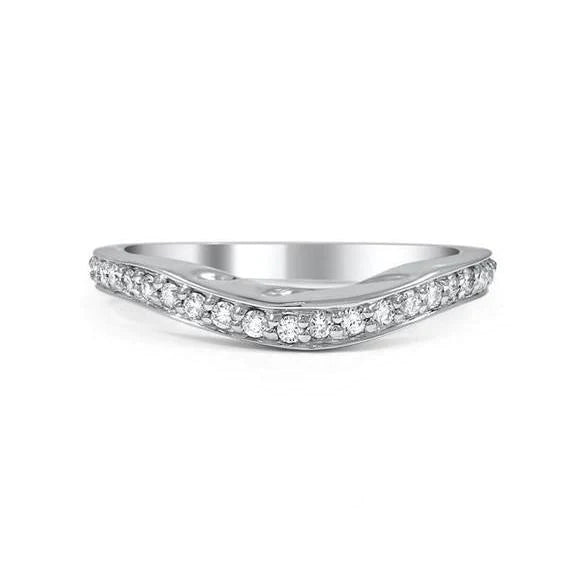 F Vvs1 2.1 Ct Round Cut Real Diamond Wedding Band 14K White Gold