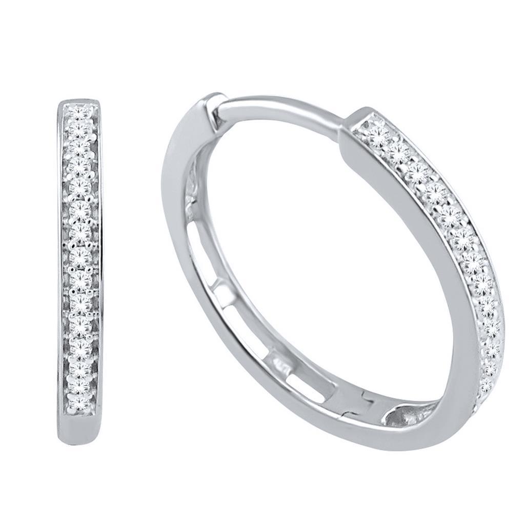 F Vvs1 2.1 Ct Round Real  Cut Diamond Hoop Earrings 14K White Gold