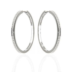 F Vvs1 2.70 Carats Real Round Cut Diamonds Hoop Earrings Gold White 14K