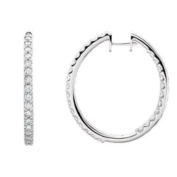 F Vvs1 3.90 Carats Brilliant Cut Genuine Diamonds Lady Hoop Earrings Gold