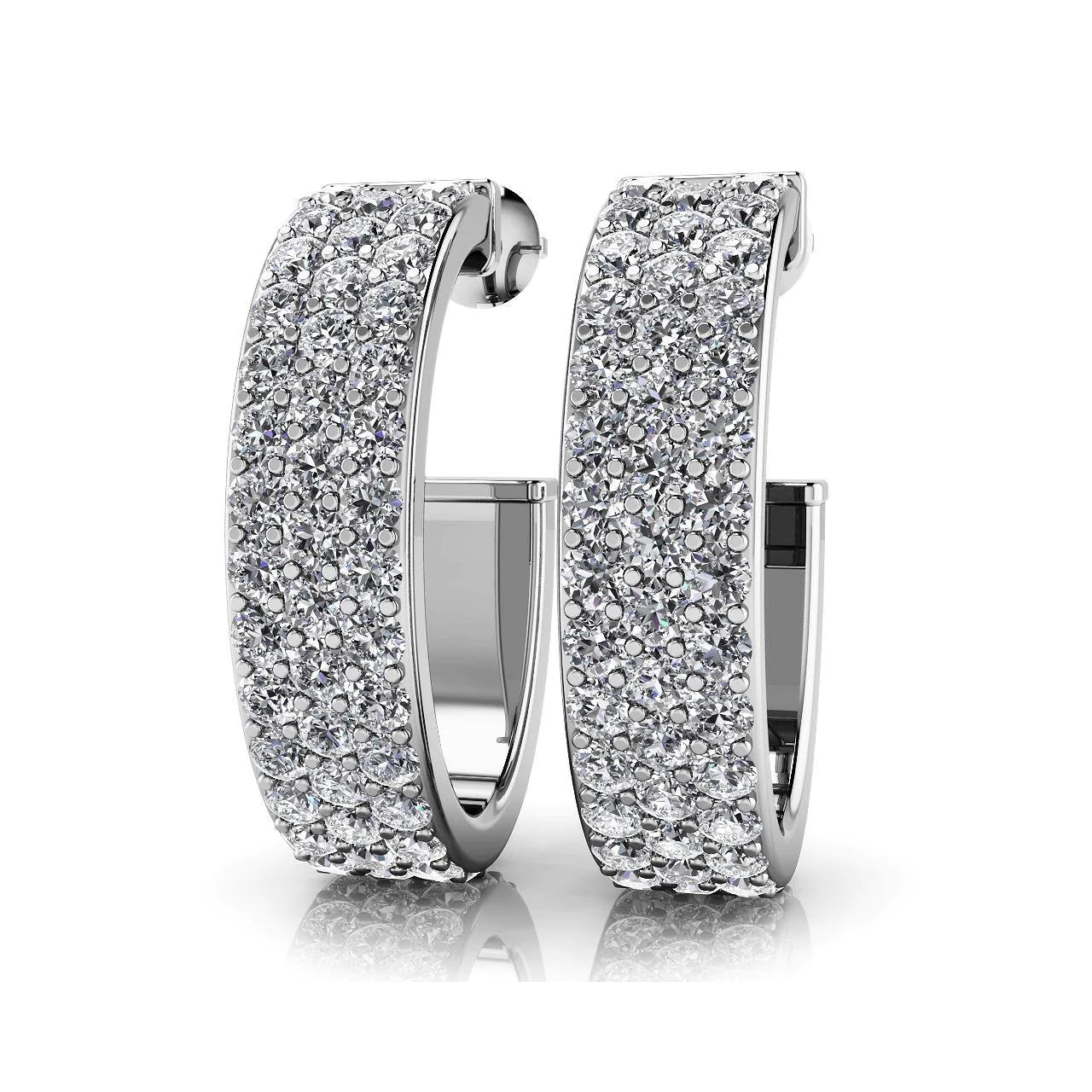 F Vvs1 8 Carats Real Round Cut Diamonds Women Hoop Earrings White Gold 14K