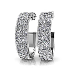 F Vvs1 8 Carats Real Round Cut Diamonds Women Hoop Earrings White Gold 14K