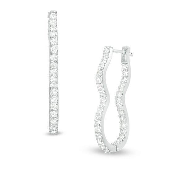 F Vvs1 Round Cut 4 Carats Genuine Diamonds Hoop Earrings Gold White 14K