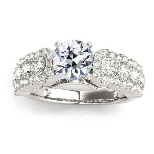 Fancy Genuine Diamond Wedding Ring Old Mine Cut Gold 4.75 Carats Jewelry