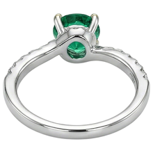 Precious Stone Ring Two-Tone 14K Gold with Emerald – back view