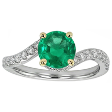 Authentic Emerald Precious Stone Ring 2.50 ct Two-Tone 14K Gold – side view