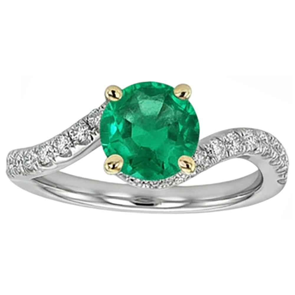 Authentic Emerald Precious Stone Ring 2.50 ct Two-Tone 14K Gold – side view