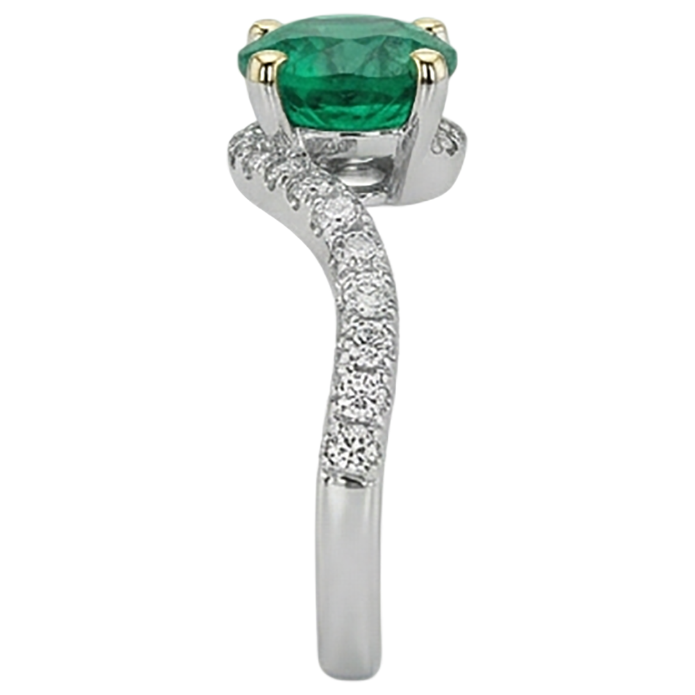 Emerald Precious Stone Ring 2.50-ct Two-Tone 14K Gold – top view