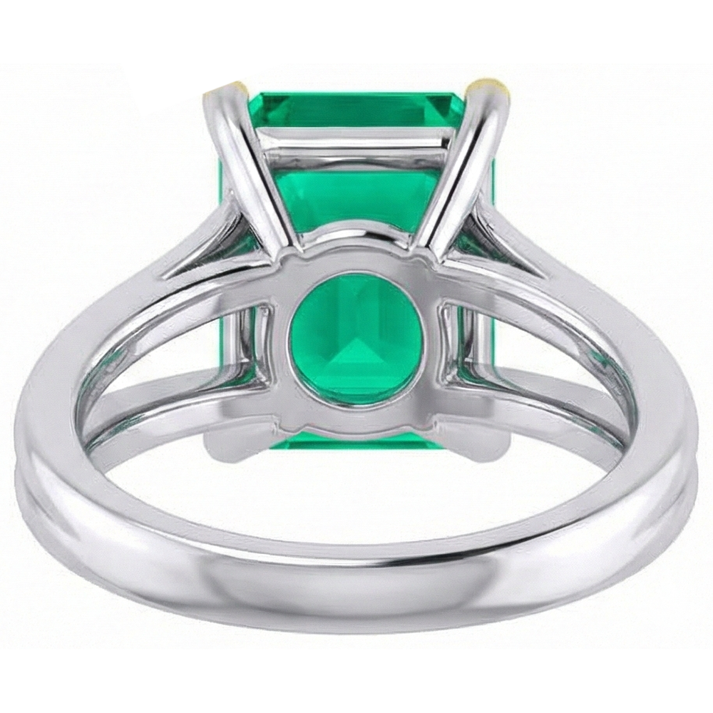 Asscher Emerald ring in 14K Two Tone Gold – top view