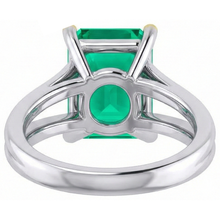 Asscher Emerald ring in 14K Two Tone Gold – top view