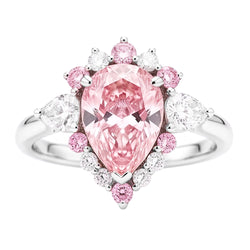 Fancy Pink Diamond Engagement Ring 2 Carats Natural Pear Semi Halo Platinum