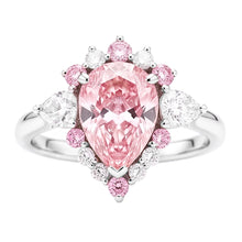 Fancy Pink Diamond Engagement Ring 2 Carats Natural Pear Semi Halo Platinum