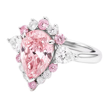 Fancy Pink Diamond Engagement Ring 2 Carats Natural Pear Semi Halo Platinum