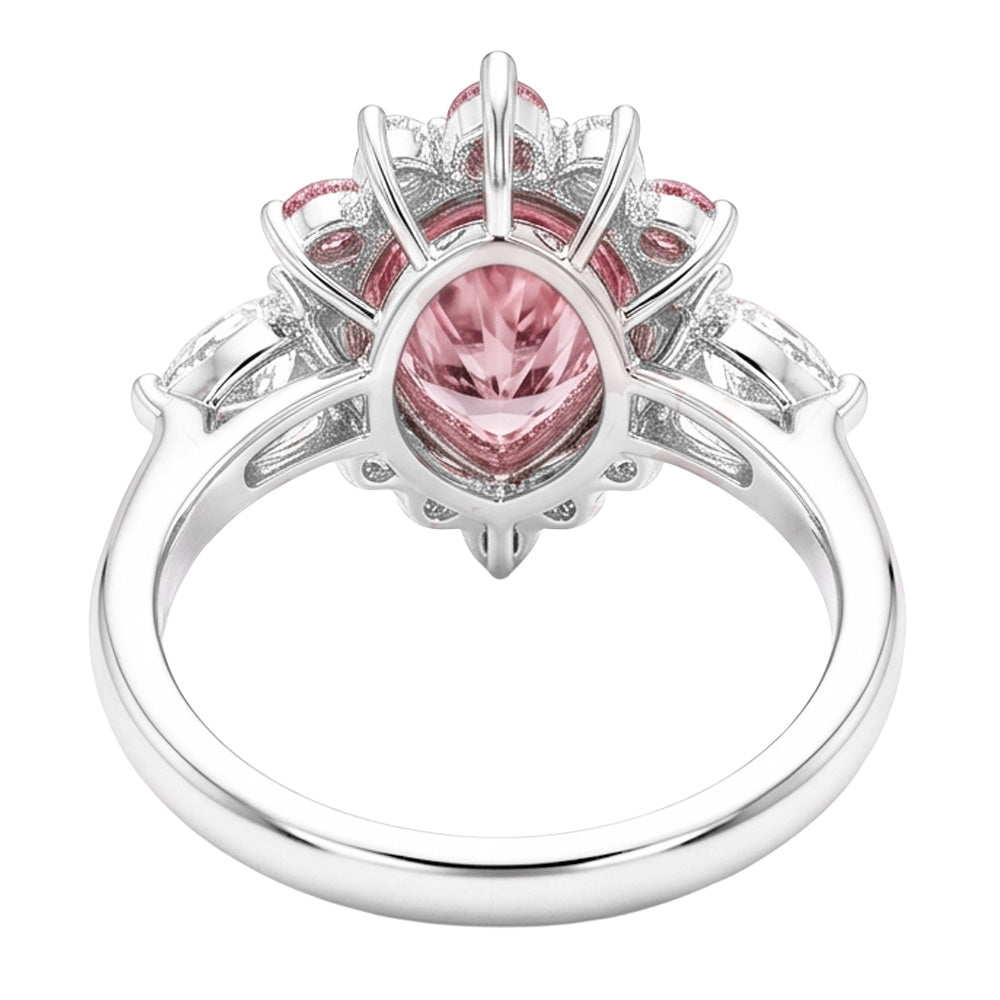 Fancy Pink Diamond Engagement Ring 2 Carats Natural Pear Semi Halo Platinum
