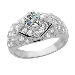 Fancy Real Diamond Round & Radiant Engagement Ring 3.50 Carats Gold 14K