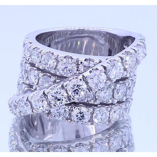 Fancy Ring Round Diamonds Genuine 5.10 Carats Four Prong White Gold 14K