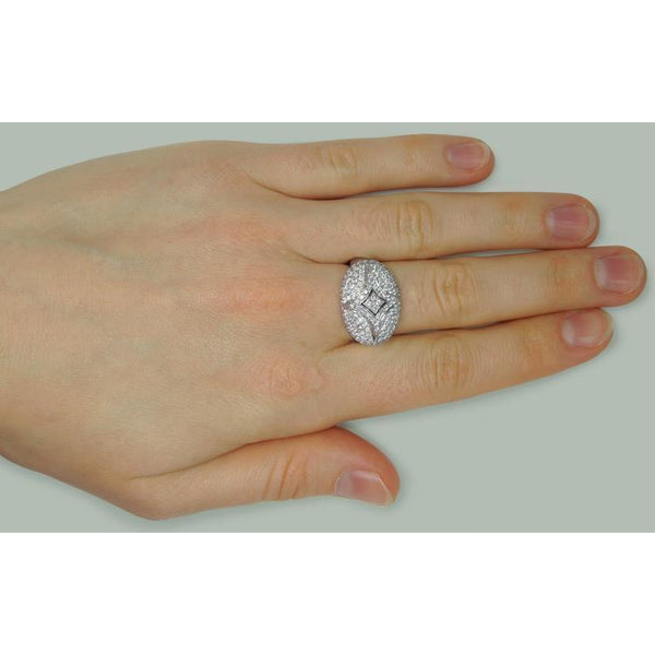 Fancy Round Diamond Engagement Ring Natural 1.27 Carats White Gold 14K