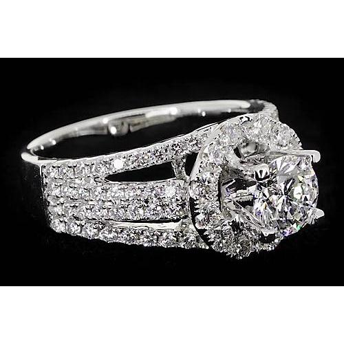 Fancy Type Anniversary Ring Round Diamonds Thick Shank 3 Carats