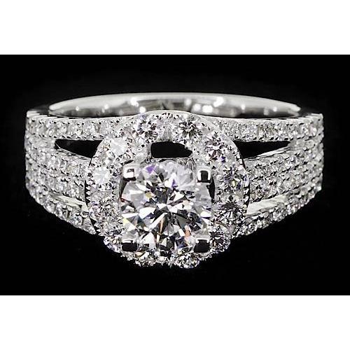 Fancy Type Anniversary Ring Round Genuine Diamonds Thick Shank 3 Carats