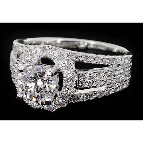 Fancy Type Anniversary Ring Round Diamonds Thick Shank 3 Carats