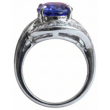 Fancy Women Ring Tanzanite Oval And Baguette Natural Earth Mined Diamonds New 5 Ct.