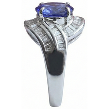 Fancy Women Ring Tanzanite Oval And Baguette Natural Earth Mined Diamonds New 5 Ct.