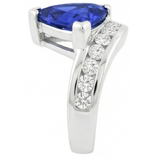 Fancy Women Ring Trillion Sapphire Round Channel Set Natural Earth Mined Diamonds 4 Carats