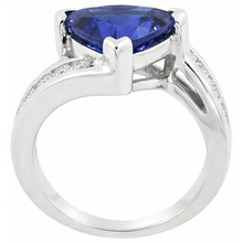 Fancy Women Ring Trillion Sapphire Round Channel Set Natural Earth Mined Diamonds 4 Carats