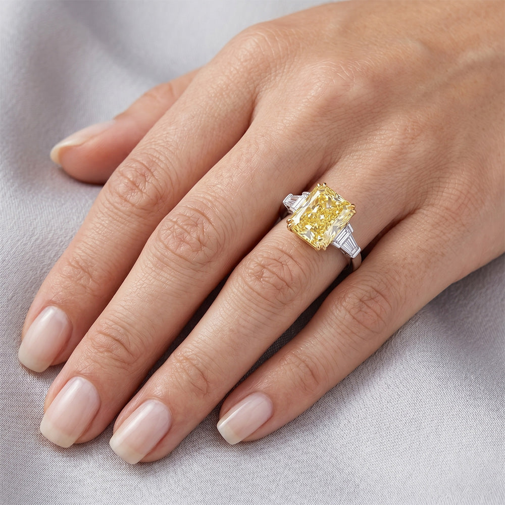 Fancy Yellow Diamond Three Stone Ring – VVS 5 ct 14 Karat Two