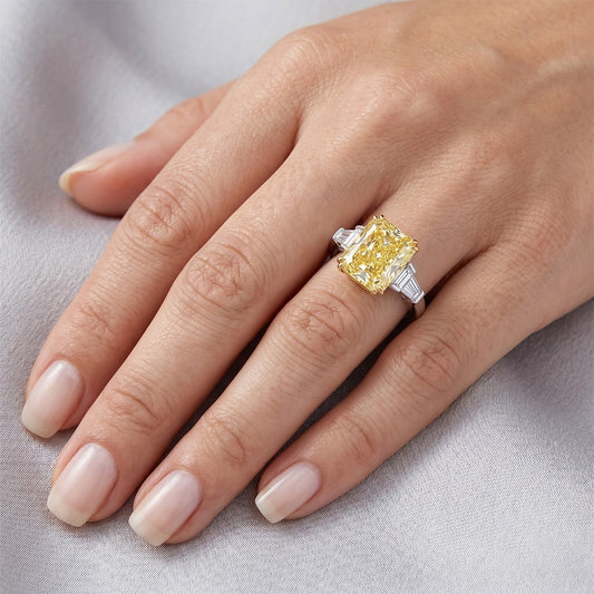 Fancy Yellow Diamond Three Stone Ring – VVS 5 ct 14 Karat Two