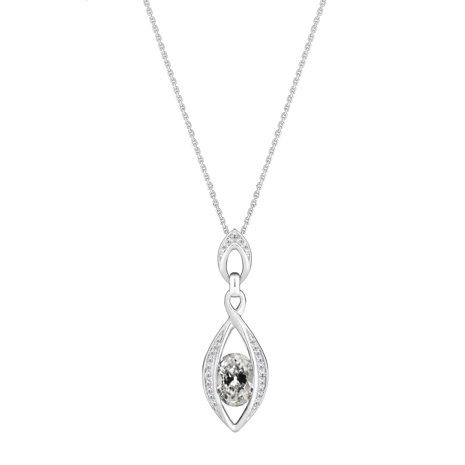 Earth-Mined Fine Diamond Drop Pendant 1.50 ct 14K White Gold – main view