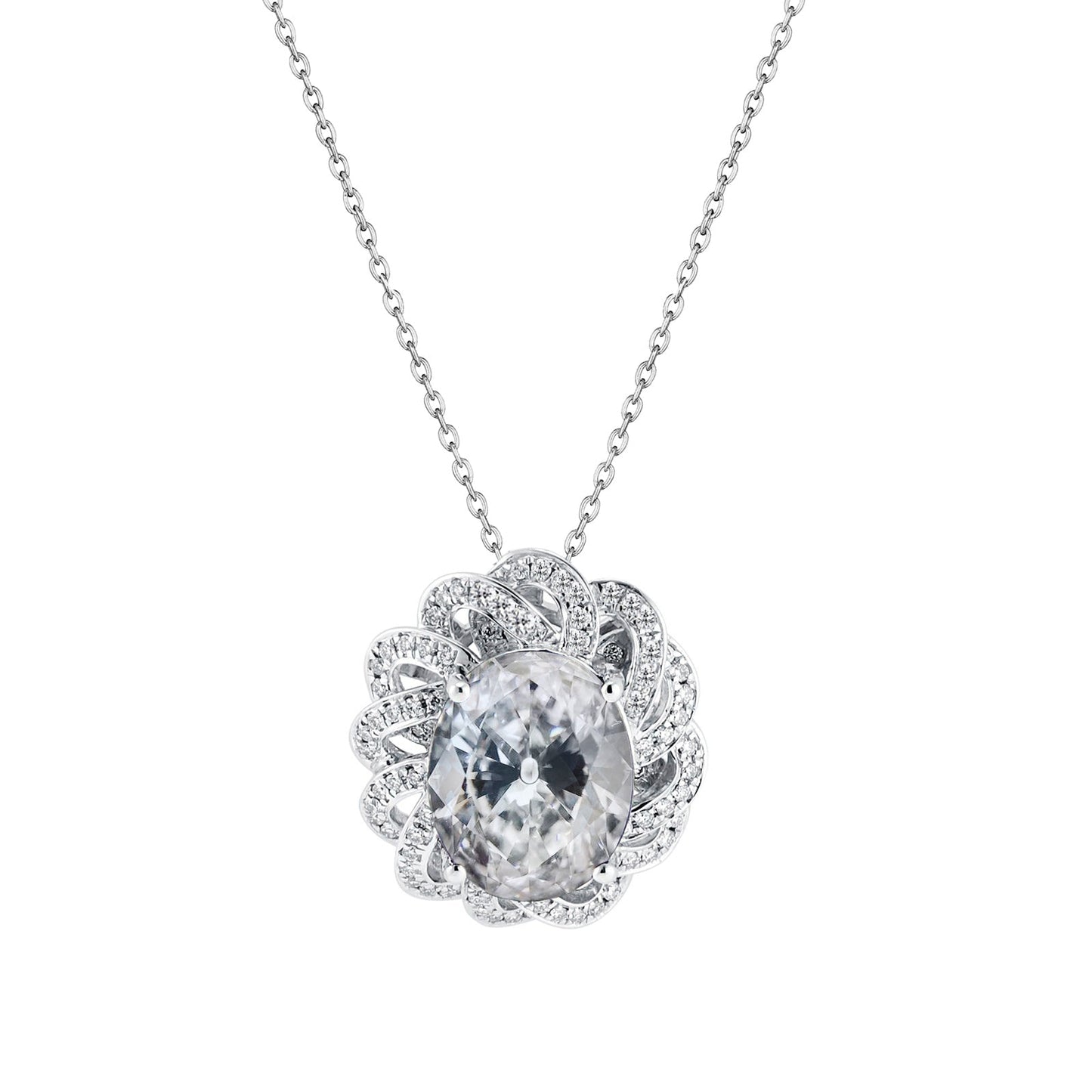 Pendant Necklace 14K White Gold with Fine Diamond – main view
