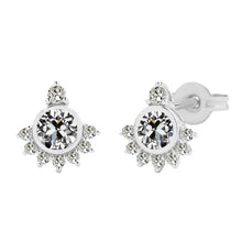 Diamond Antique Cushion Stud Earrings in 14 Karat White Gold – main view