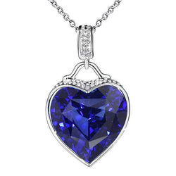 Blue Sapphire Bezel-Set Stone Pendant Necklace 4 ct in 14 Karat