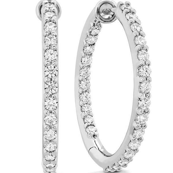 Fashionable 5ct Genuine Diamond Gold Hoops