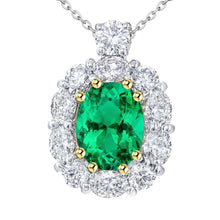 Emerald Precious Stone Pendant 6-ct 14 Karat Two Tone Gold – main view