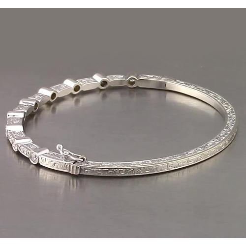 Filigree Style Natural Diamond Bangle 1.40 Carats White Gold 14K2