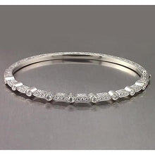 Filigree Style Natural Diamond Bangle 1.40 Carats White Gold 14K