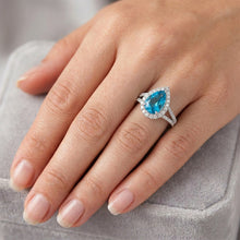 Fine Diamond Halo Setting Ring – Blue Diamond 3.5 ct 14K White
