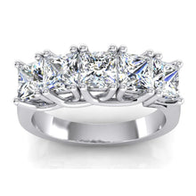 Five Stone Half Eternity Real Princess Diamond Band 3 Carats