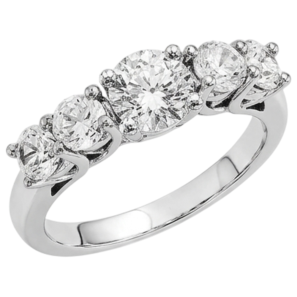 Five Stone Natural Earth Mined DIAMOND ( NOT LAB GROWN ) Engagement Ring 2 Carats White Gold 14K